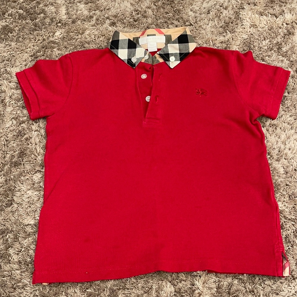 Burberry little boys Red Polo , size 6Y